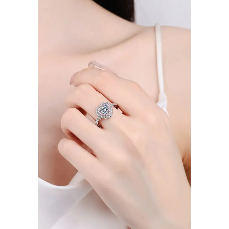 1 Carat Moissanite Heart 925 Sterling Silver Ring