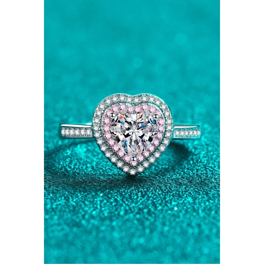 1 Carat Moissanite Heart 925 Sterling Silver Ring