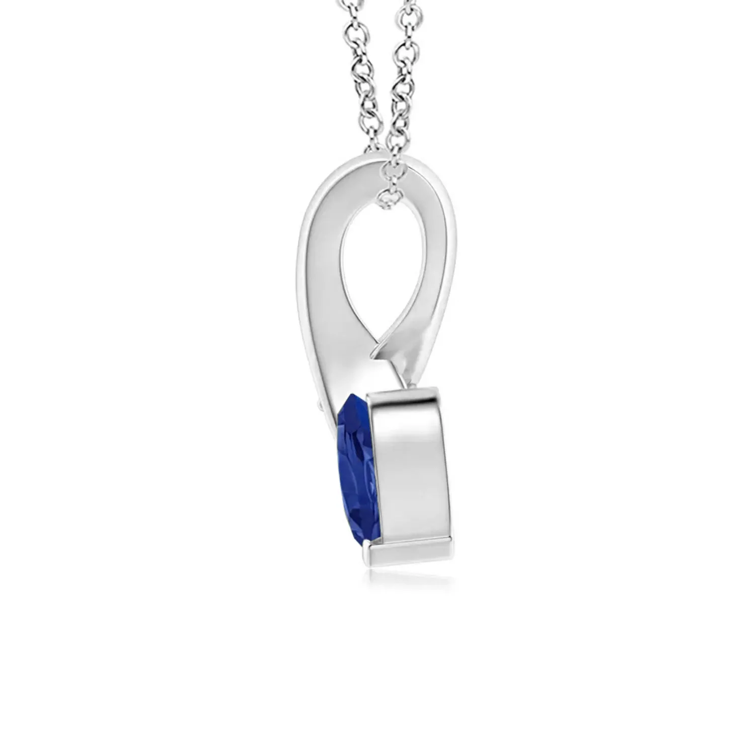 1 CT. Heart-Shaped Sapphire Ribbon Pendant with Diamond