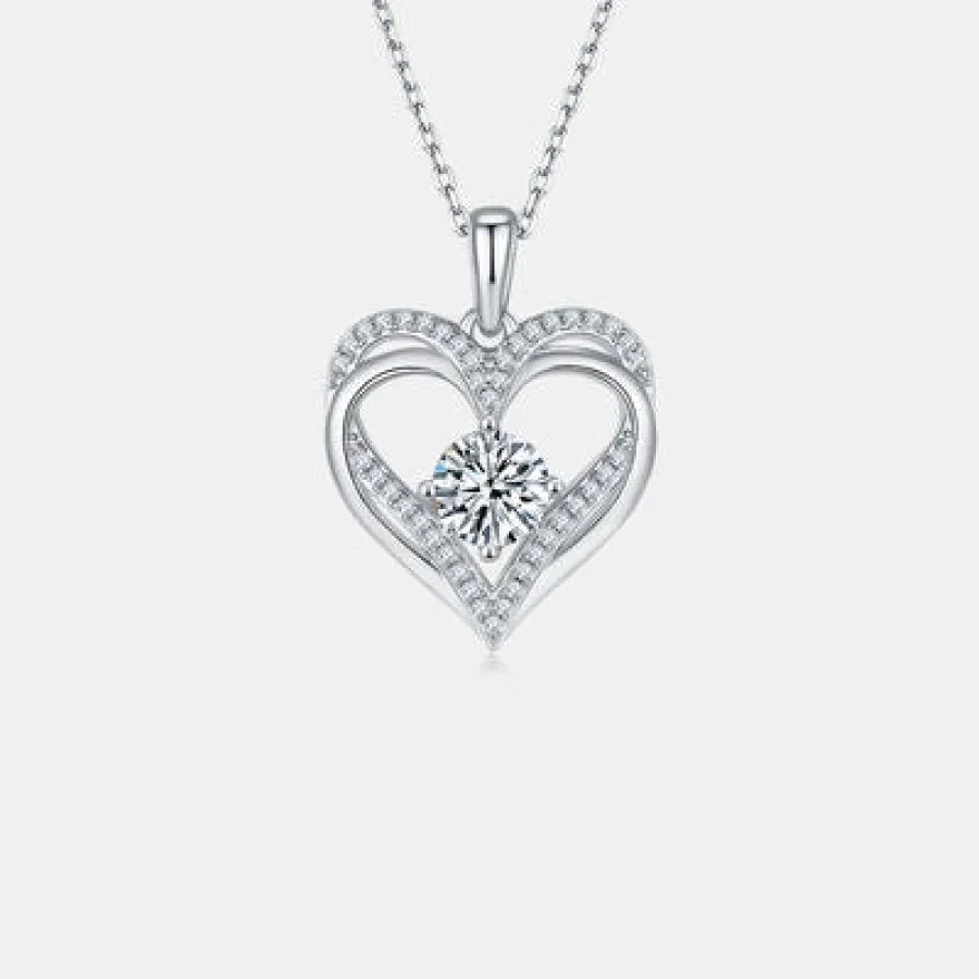 1.2 Carat Moissanite 925 Sterling Silver Heart Necklace