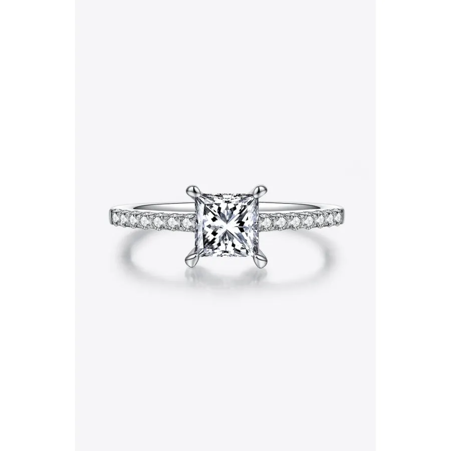 1.21 Carat Moissanite 925 Sterling Silver Side Stone Ring