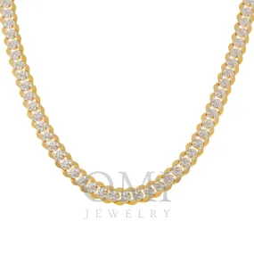 14K GOLD FLAT DIAMOND CUT 10MM OPEN CUBAN LINK CHAIN