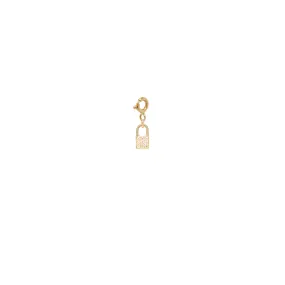 14k midi bitty pave diamond padlock charm pendant with spring ring