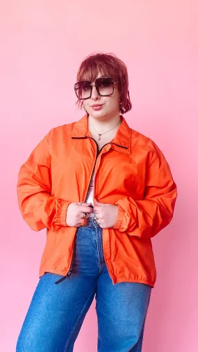 1980s Orange Windbreaker Jacket, sz. XL