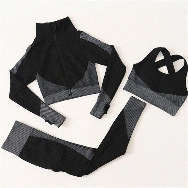 2/3Pcs Seamless Yoga Set Gym Fitness Clothing Women Yoga Suit Sportswear Female