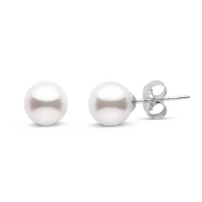 6.5-7.0 mm White Akoya AA  Pearl Stud Earrings