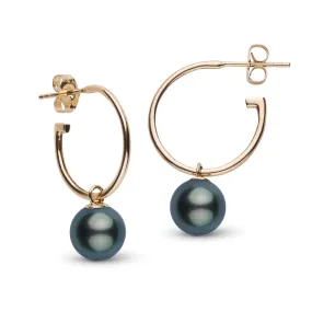 9.0-10.0 mm Tahitian Pearl Charm Hoop Earrings