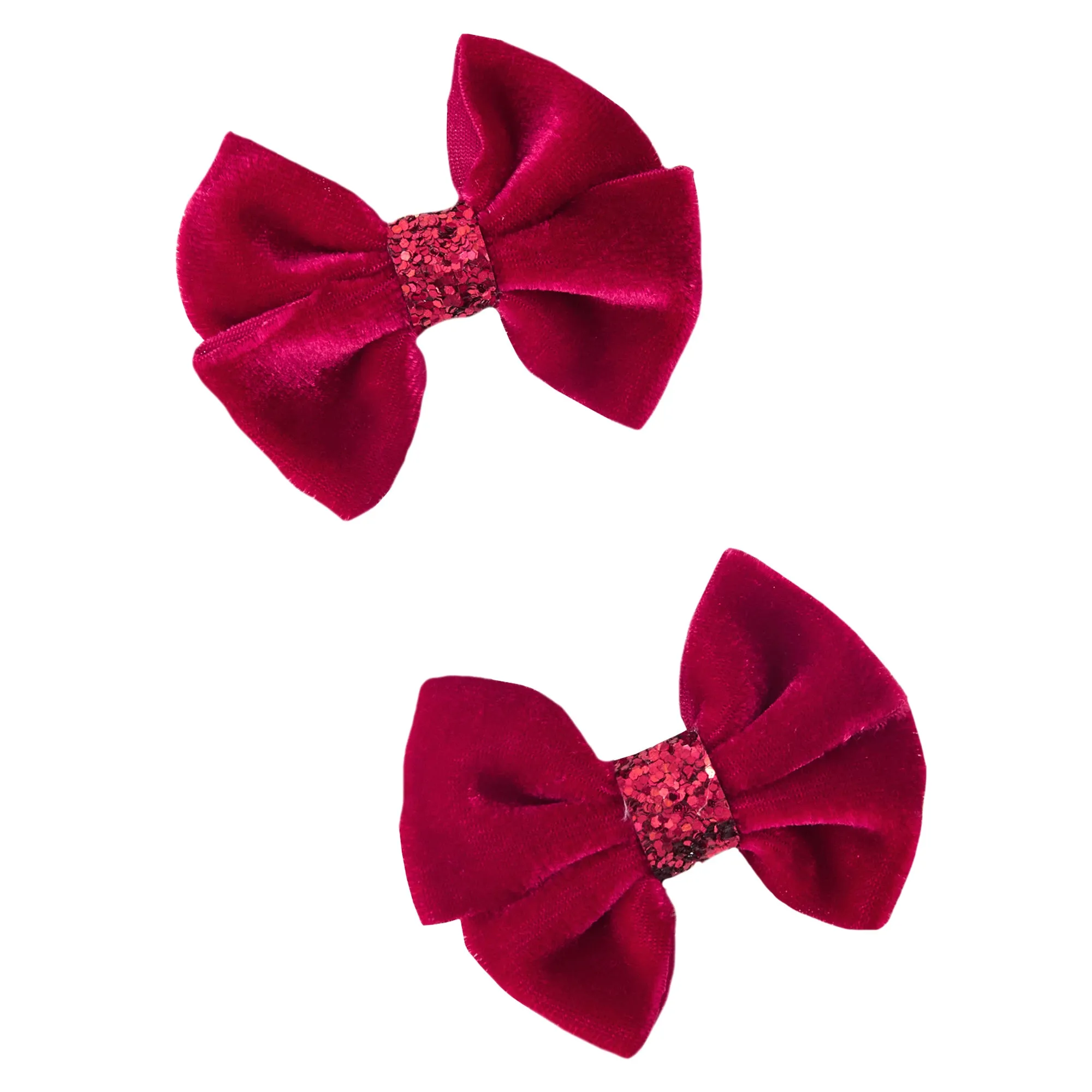 Accessorize London Girl's Velvet Bow Clips Set Of Two Red