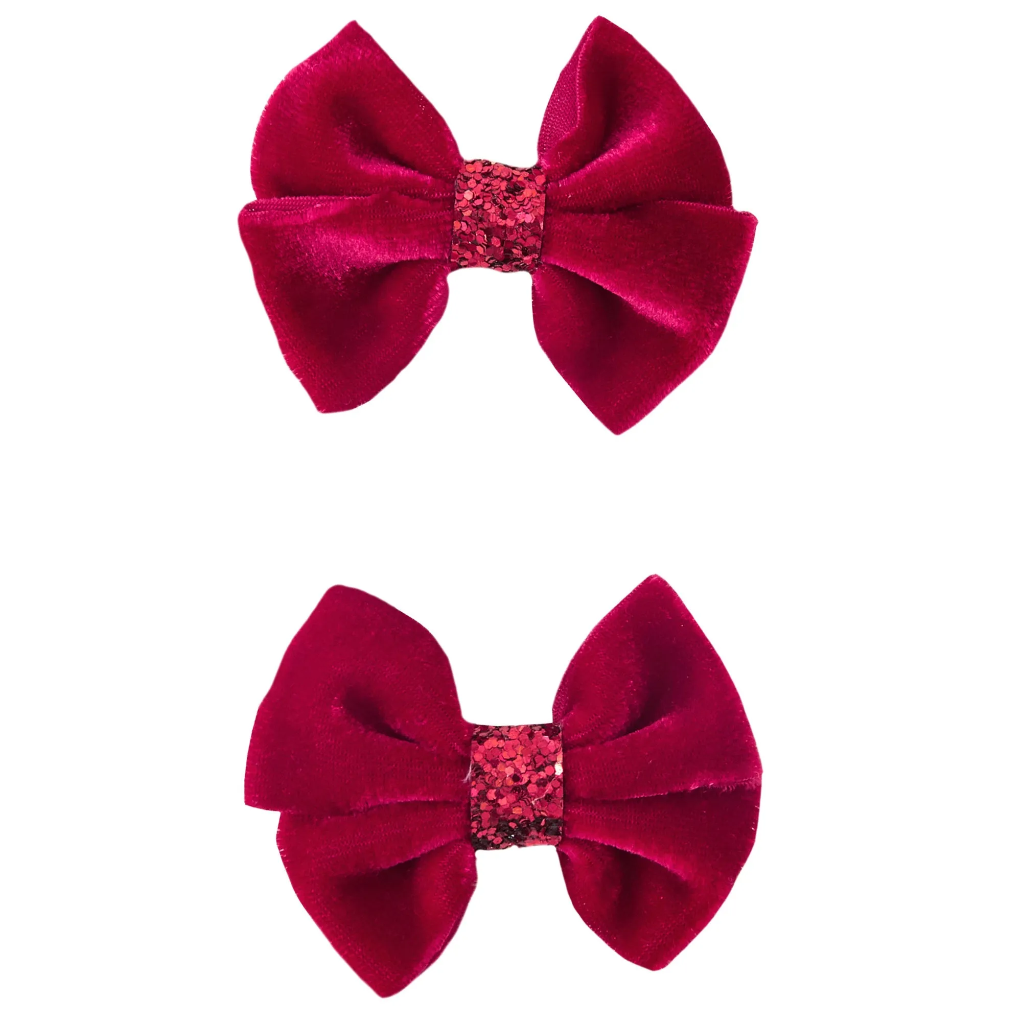 Accessorize London Girl's Velvet Bow Clips Set Of Two Red