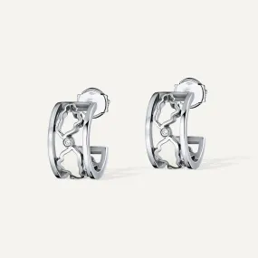 Allusia Love Enamel 18K Whitegold Earrings w. Diamonds