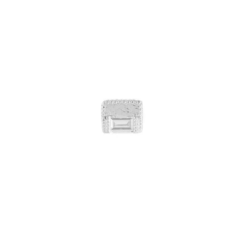 Baguette Block Stud (Single), White Gold