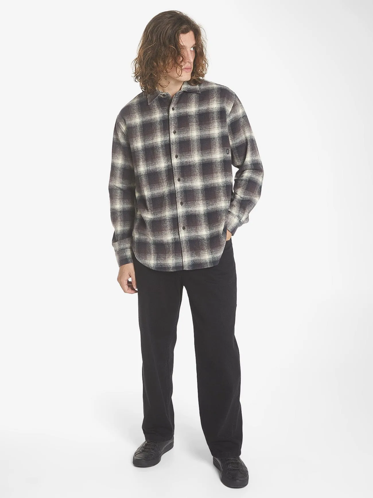 Barrio Long Sleeve Flannel Shirt - Deep Plum