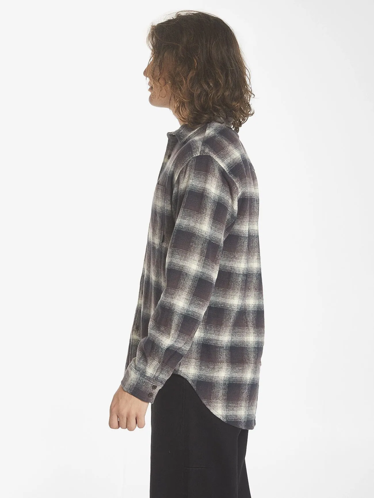 Barrio Long Sleeve Flannel Shirt - Deep Plum