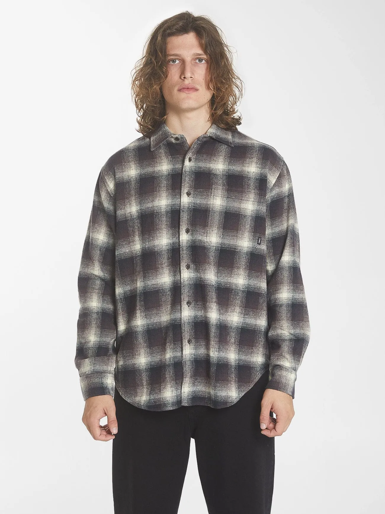 Barrio Long Sleeve Flannel Shirt - Deep Plum