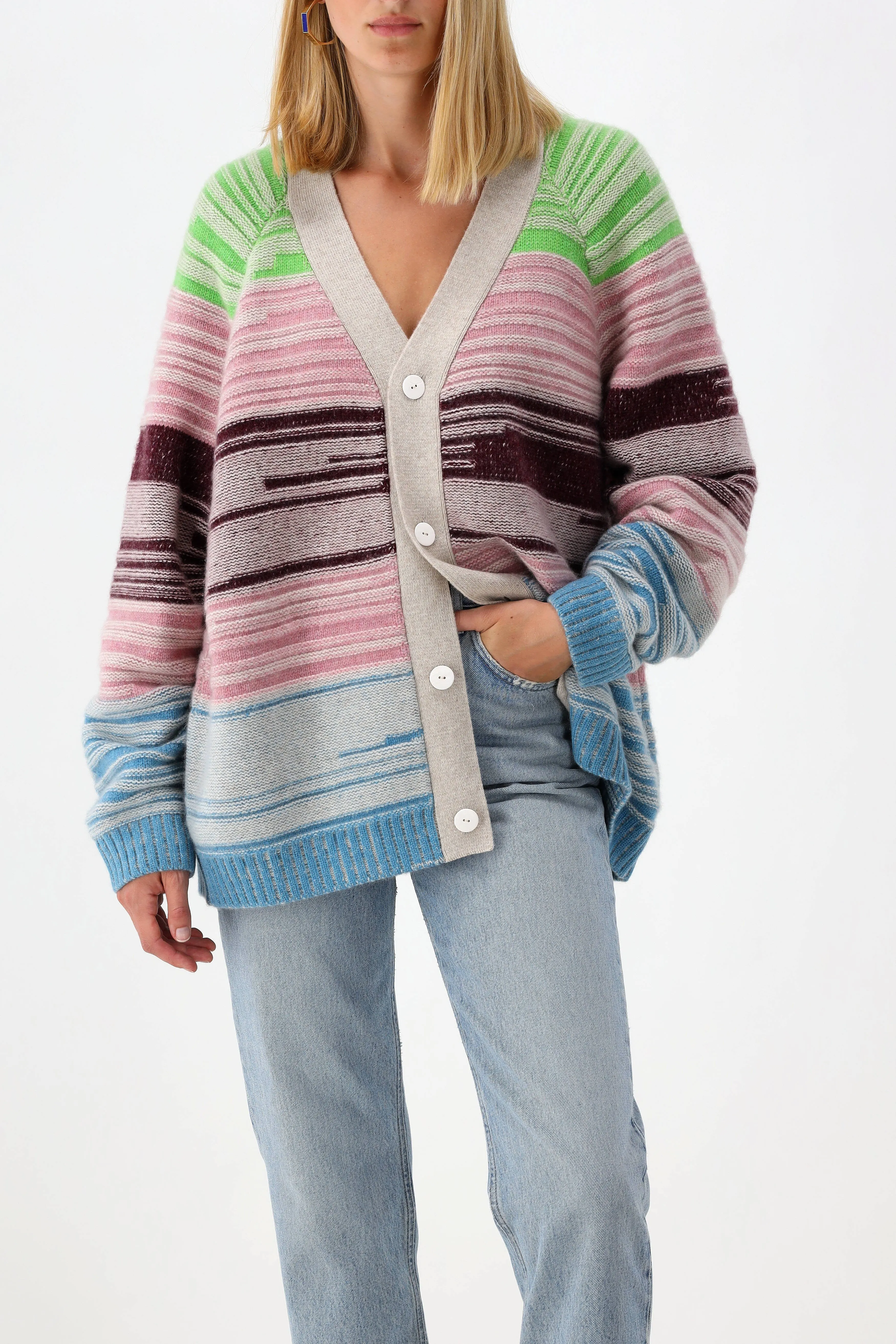 Cardigan Mix n Marl in Rosette Stripes