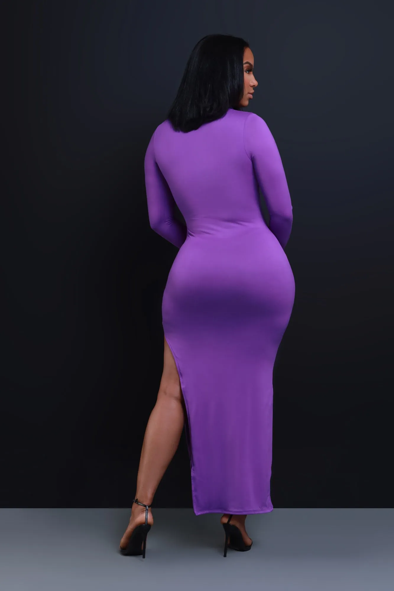 Case Closed Long Sleeve Maxi Dress - Purple