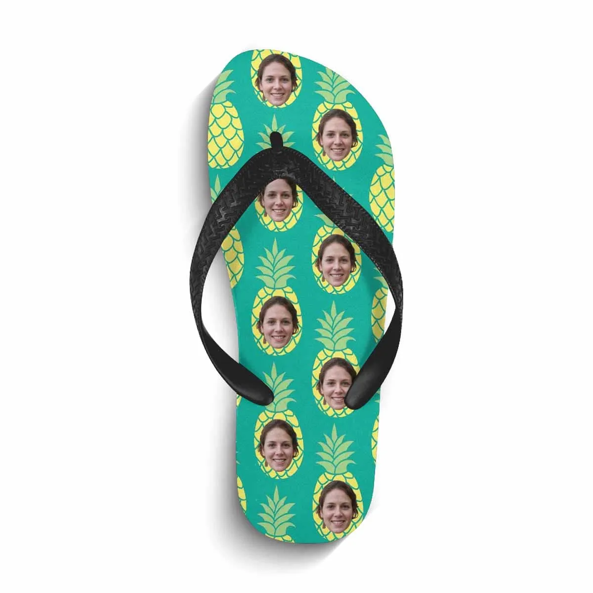 Custom Photo Pineapple Green Flip Flops For Both Man And Woman Funny Gift For Vacation, Wedding Ideas For Guests