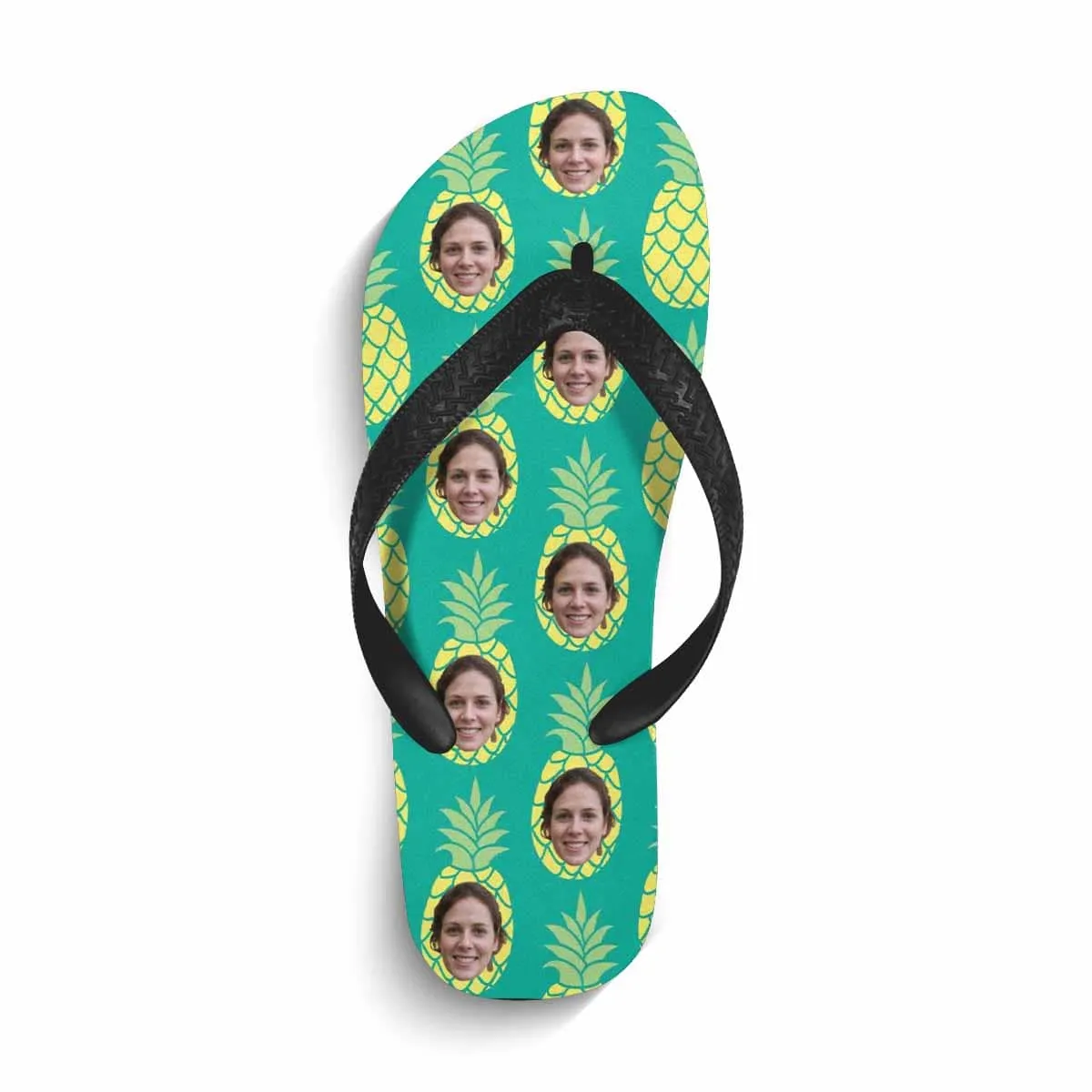 Custom Photo Pineapple Green Flip Flops For Both Man And Woman Funny Gift For Vacation, Wedding Ideas For Guests