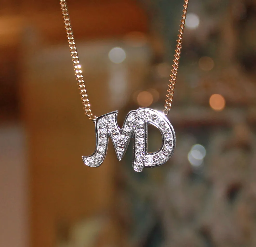 CZ Two Initial Necklace