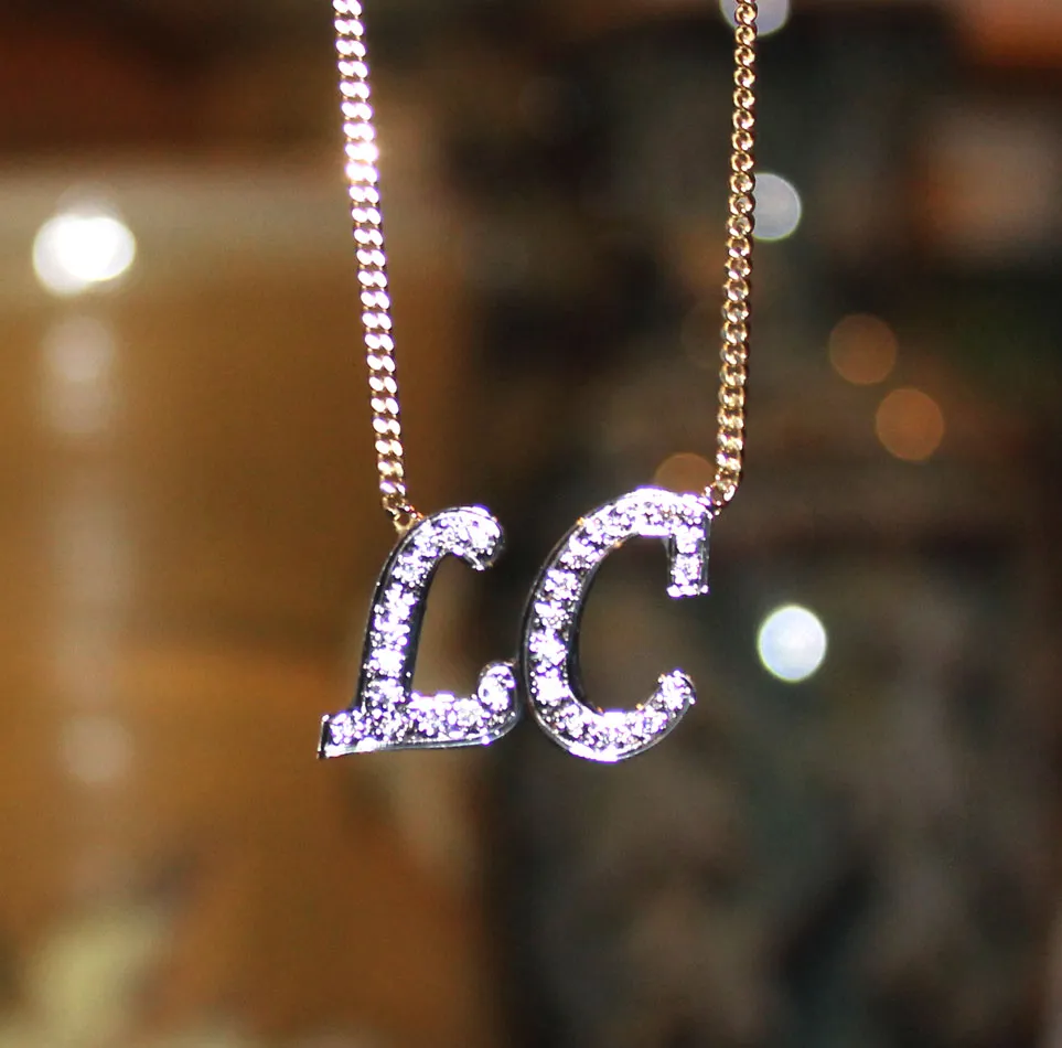 CZ Two Initial Necklace