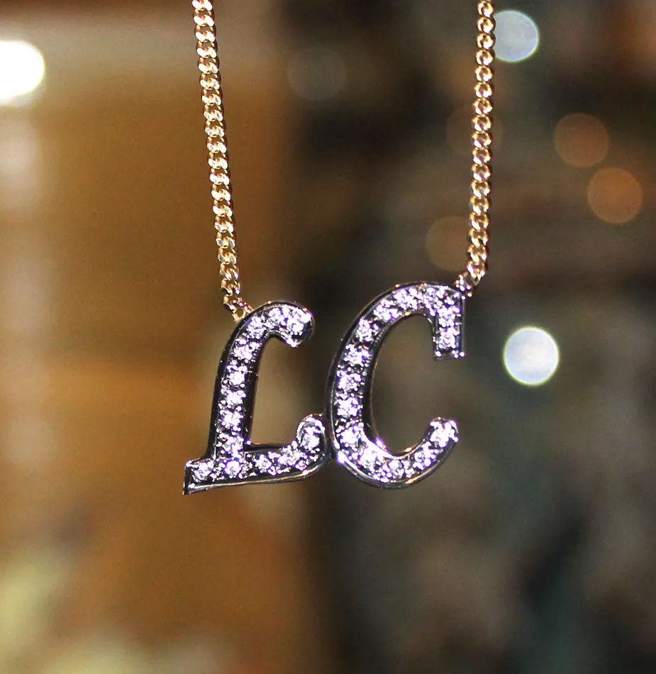 CZ Two Initial Necklace