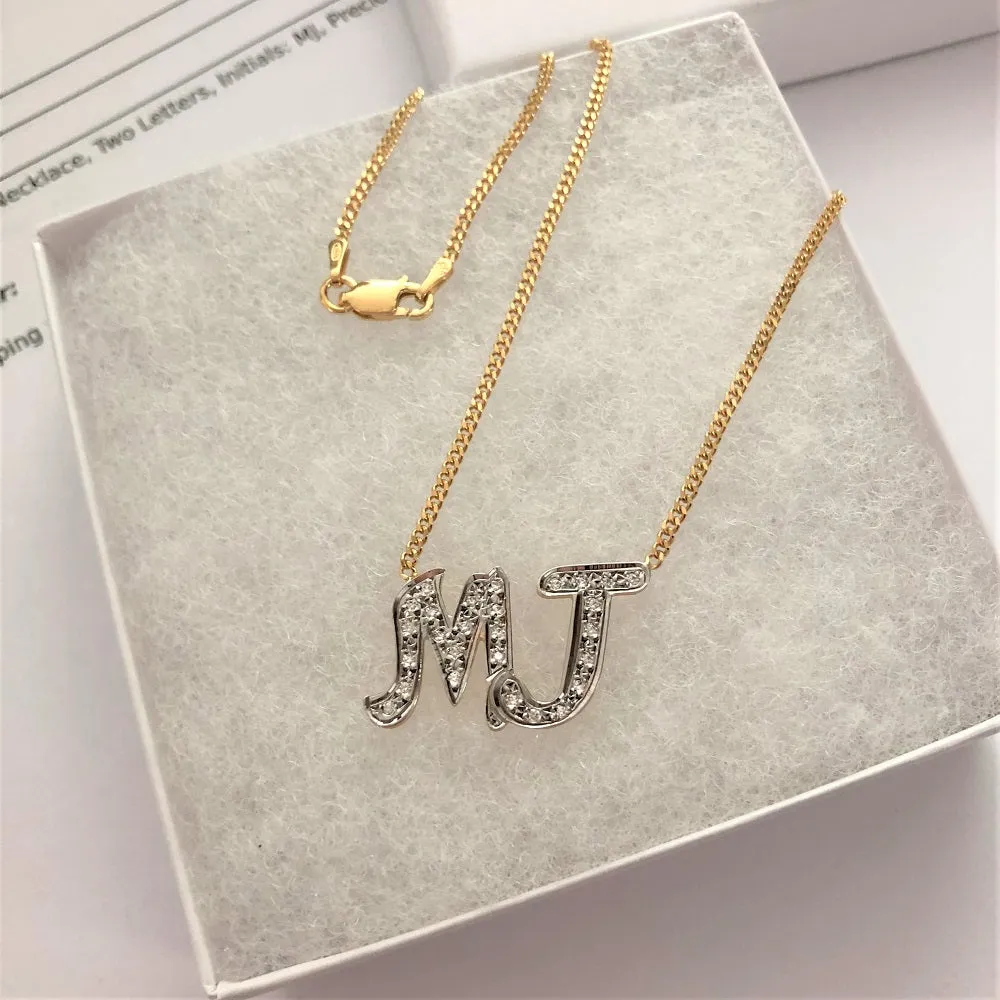 CZ Two Initial Necklace