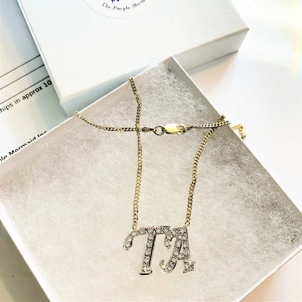 CZ Two Initial Necklace