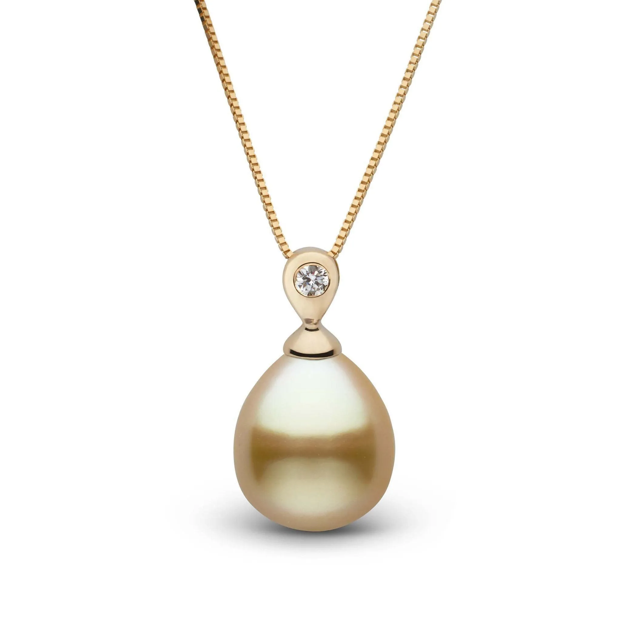 Dew Collection Drop Golden 9.0-10.0 mm South Sea Pearl and Diamond Pendant