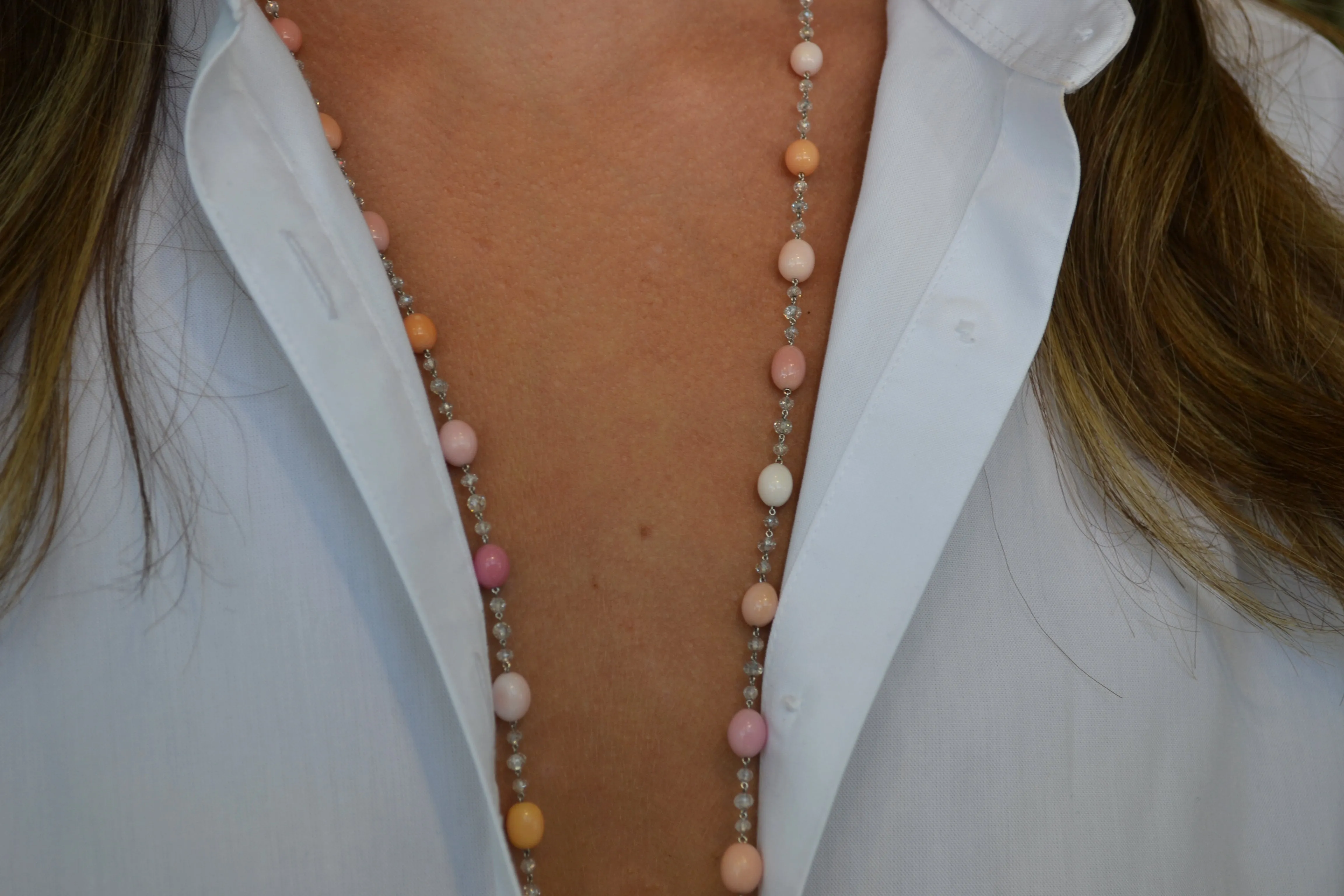 Eclat Jewels - One of a Kind Necklace with Conch Pearls and Diamonds