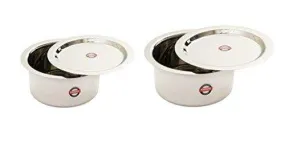 Embassy Stainless Steel Topes with Lid, Set of 2 (Sizes 12 & 13) - 1900 & 2250 ml