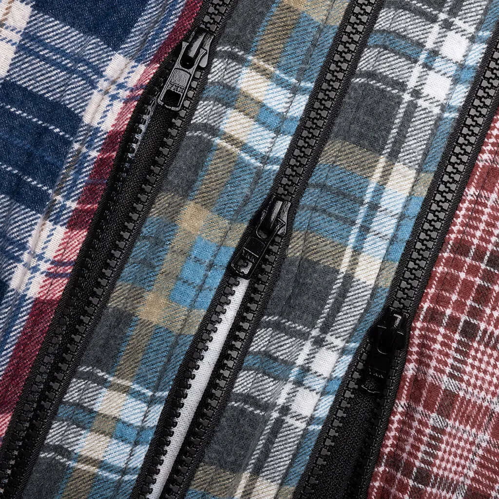 Flannel Shirt 7 Cuts Zipped Wide Shirt - Assorted