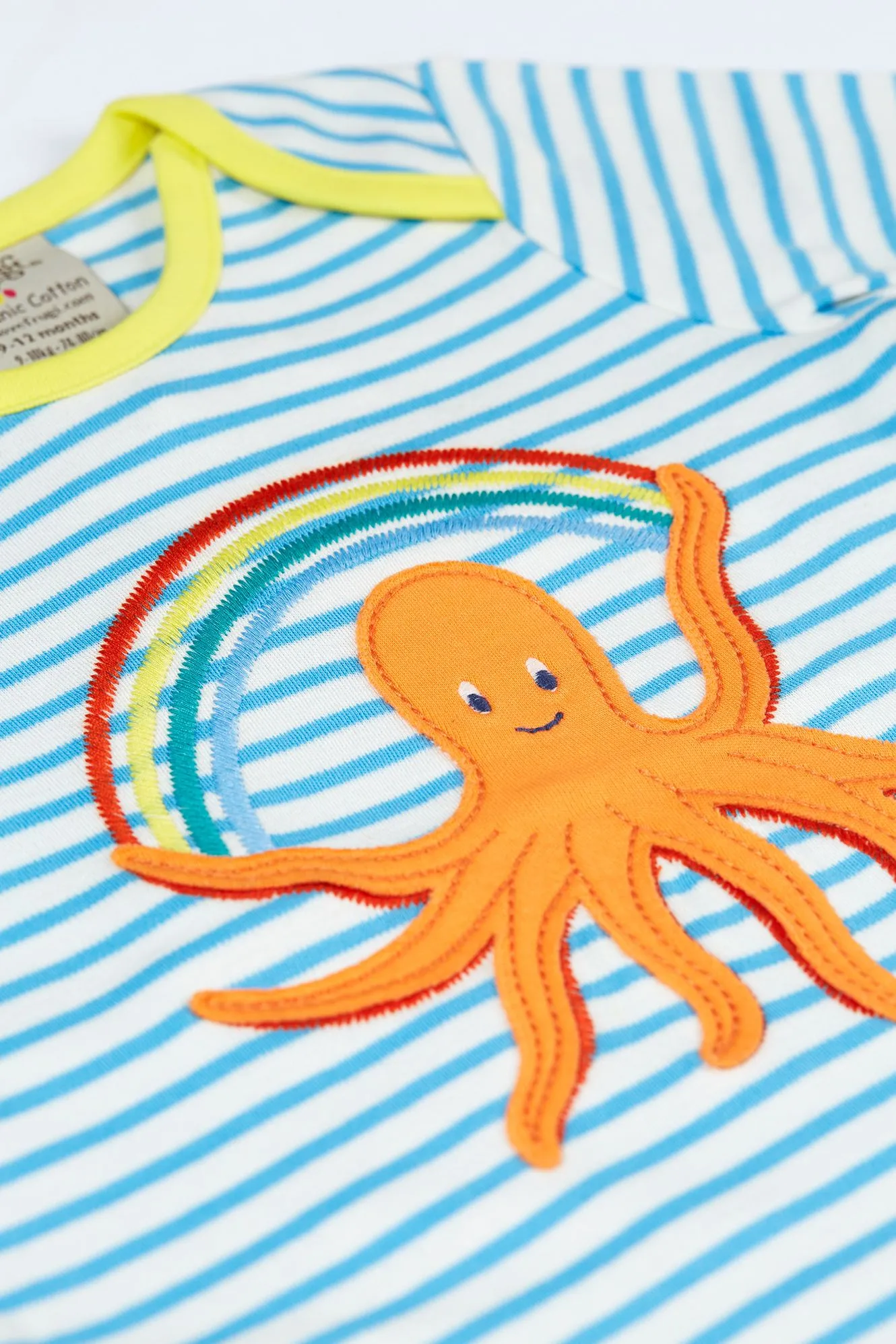 Frugi Blue Striped Octopus Bobby Appliqué Top