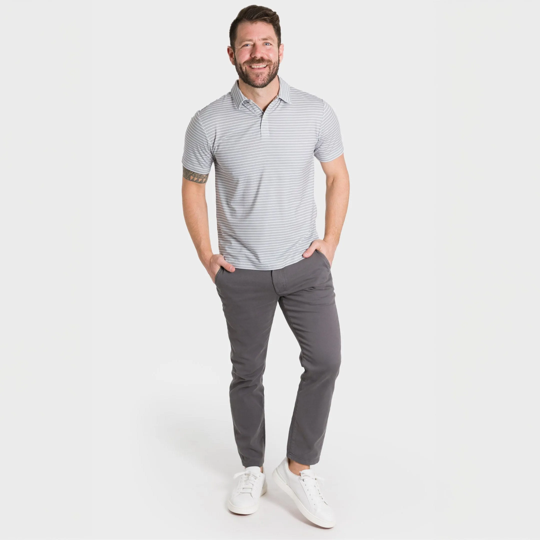 Grey Stripes Tech Polo