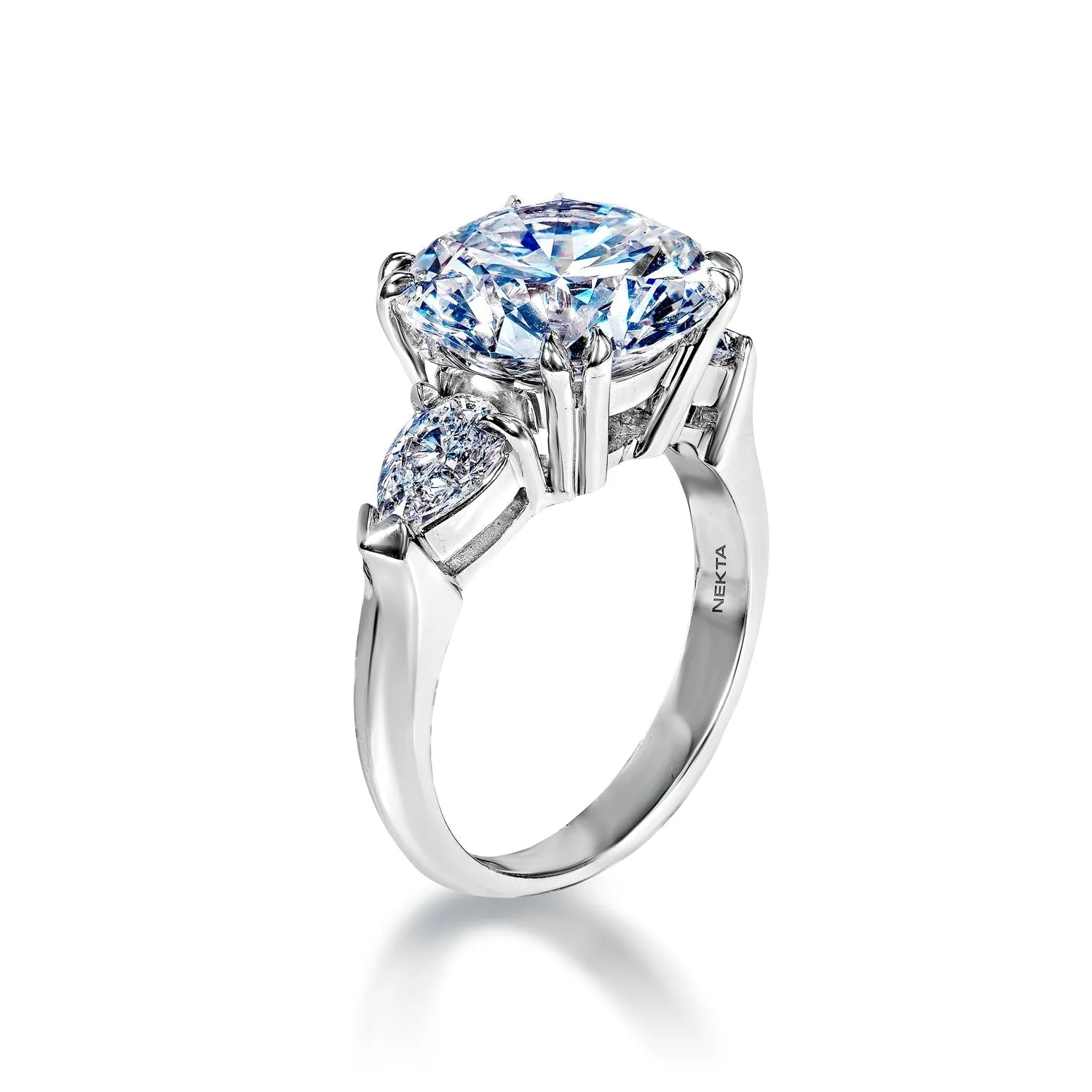 Haley 7 Carat G VS1 Round Brilliant Diamond Engagement Ring in 14k White Gold By Mike Nekta. GIA Certified