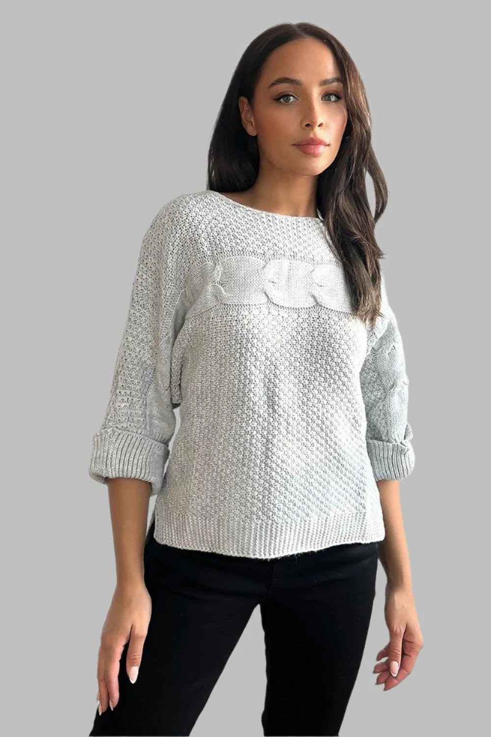 Horizontal Braid Slouchy Fit Pullover