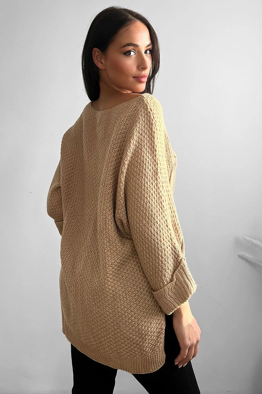 Horizontal Braid Slouchy Fit Pullover