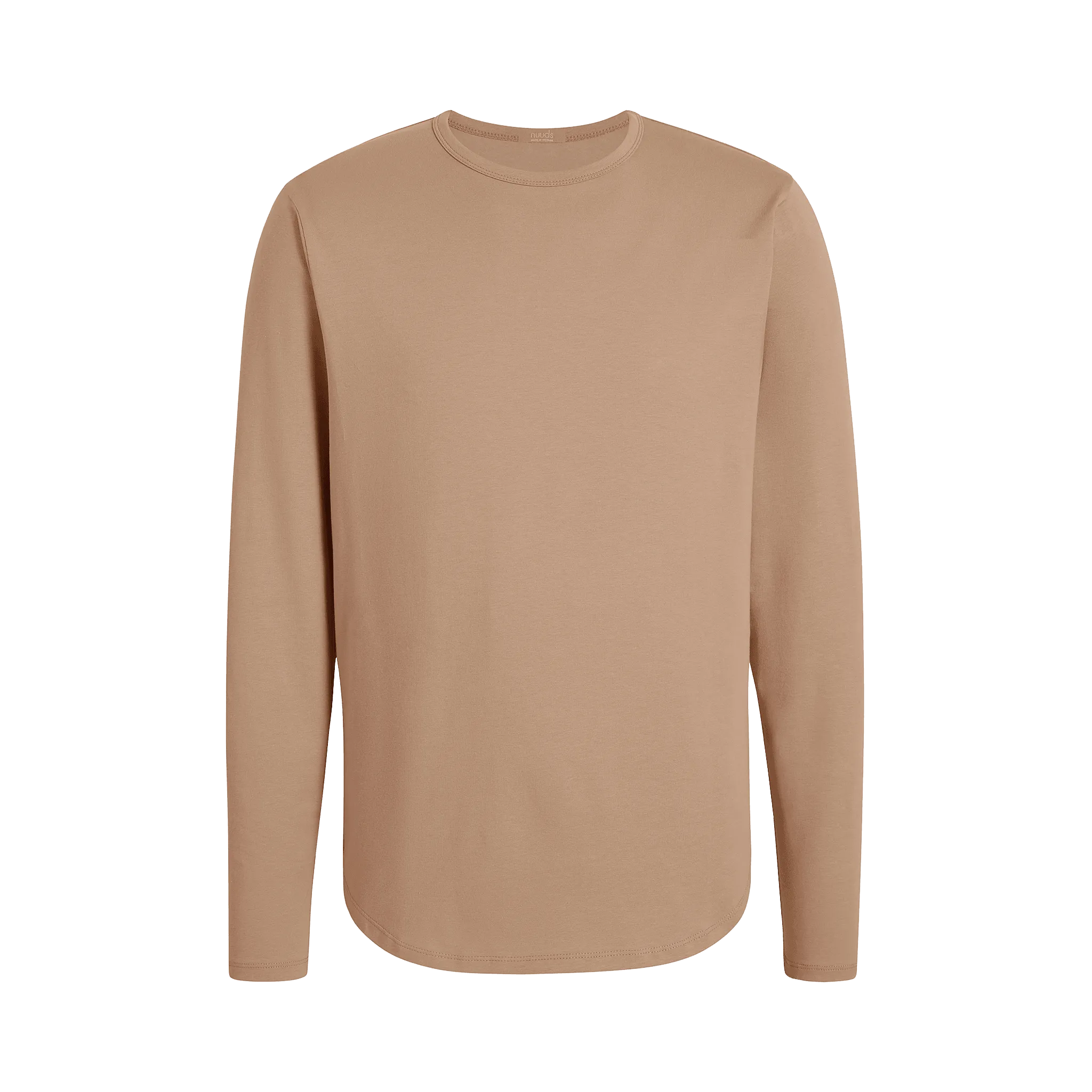 Long Sleeve Curved Hem T-Shirt | Sand