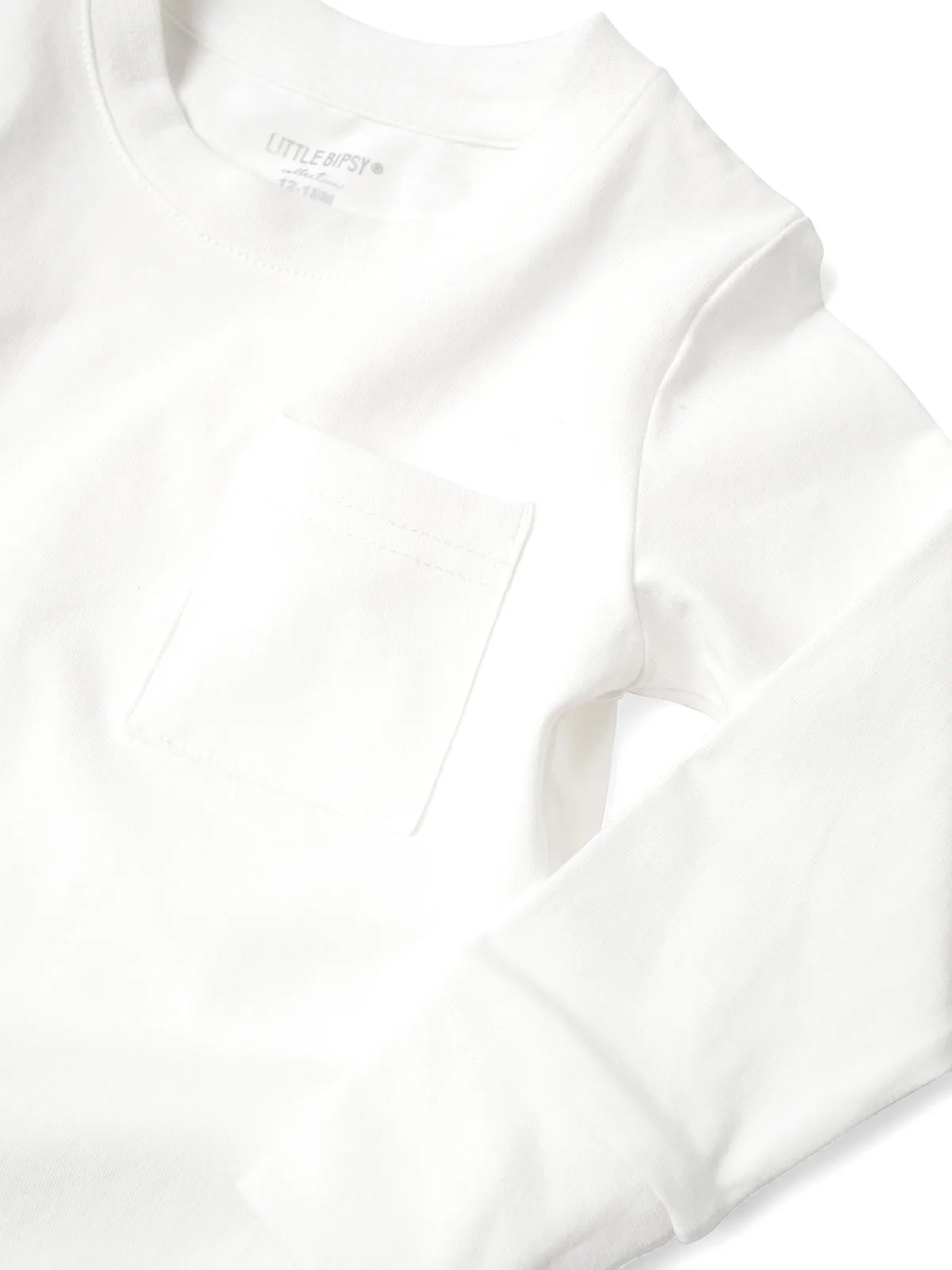 Long Sleeve Pocket Tee - White