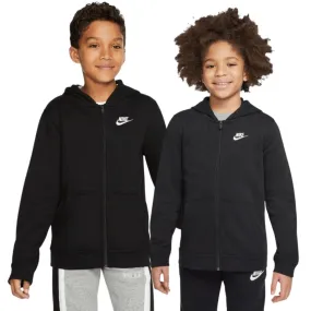 NIKE JUNIOR SPORTSWEAR CLUB BLACK FULL-ZIP HOODED JACKET