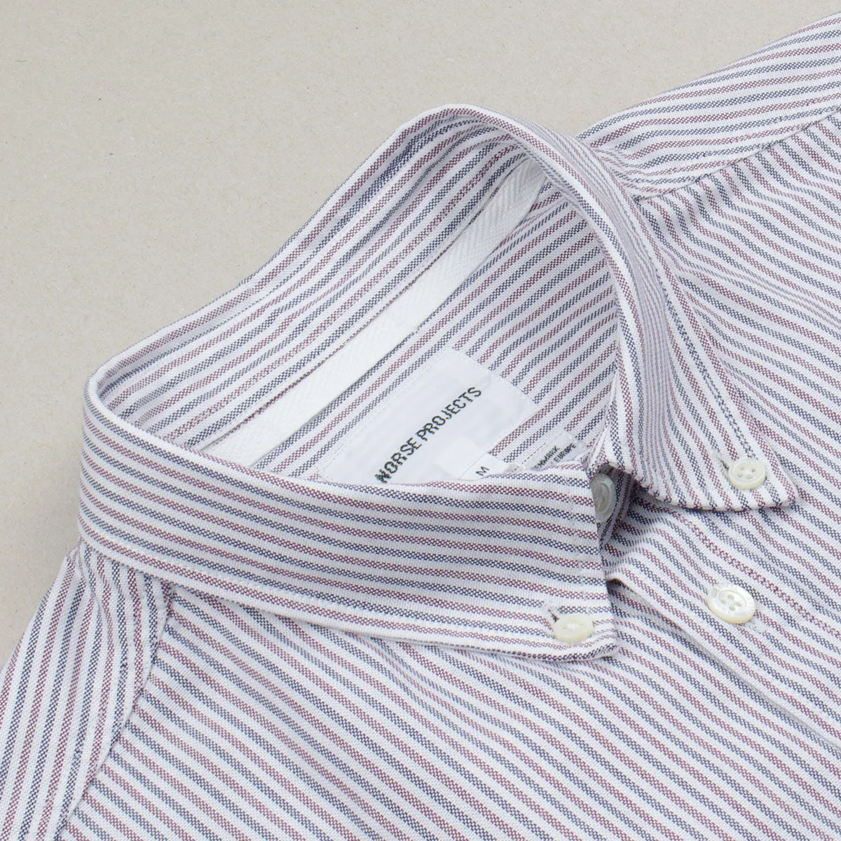 Norse Projects - Anton Oxford Shirt - Eggplant / Dark Navy Stripe