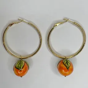 Orange Ceramic Hoop Earrings