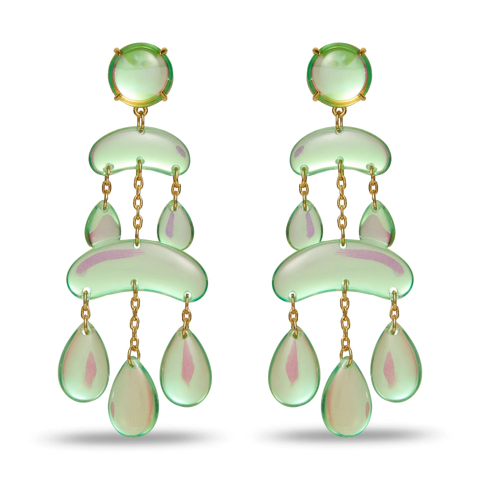 PARAKEET RAINDROP CHANDELIER EARRINGS