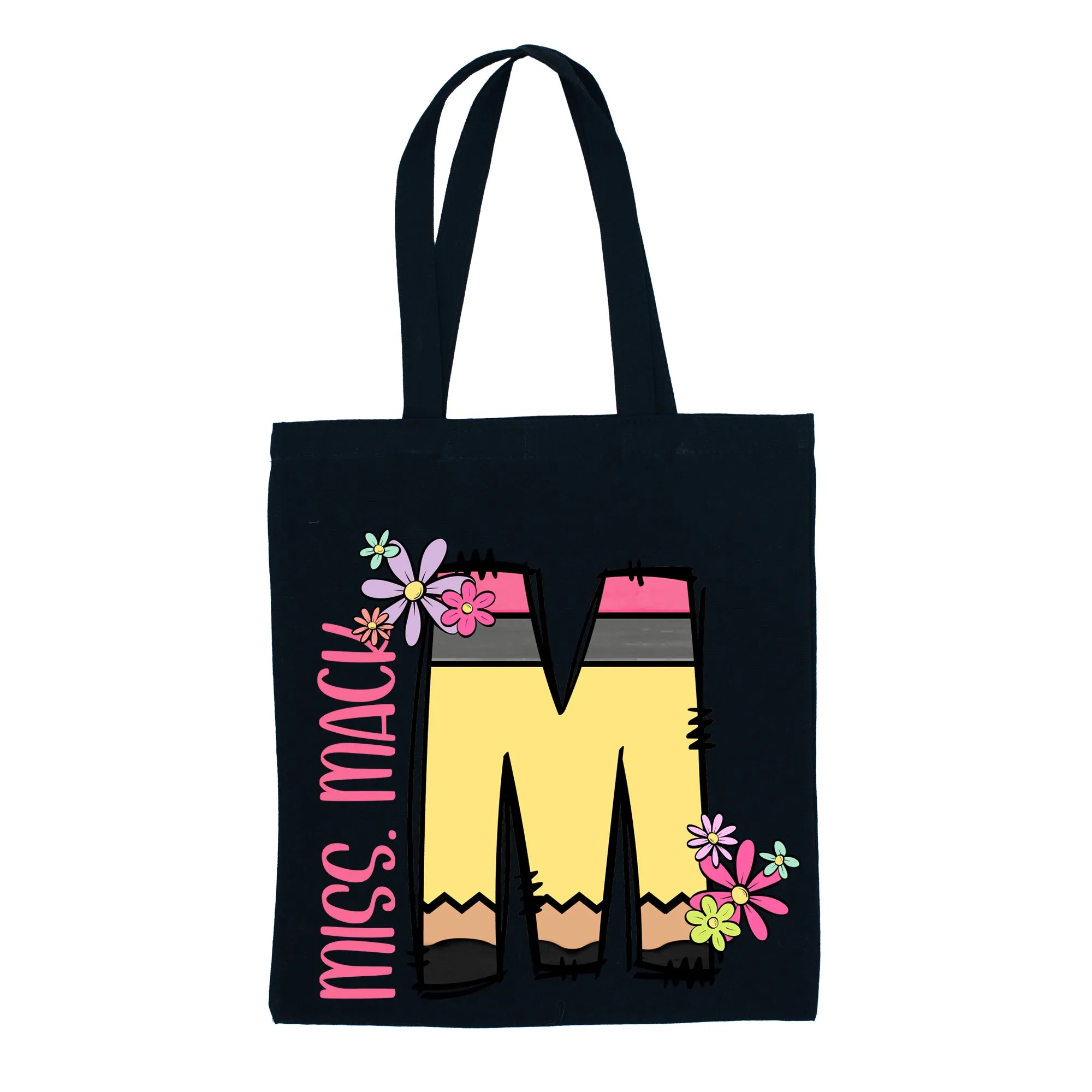 Pencil Letter (Flowers) - Canvas Tote Bag