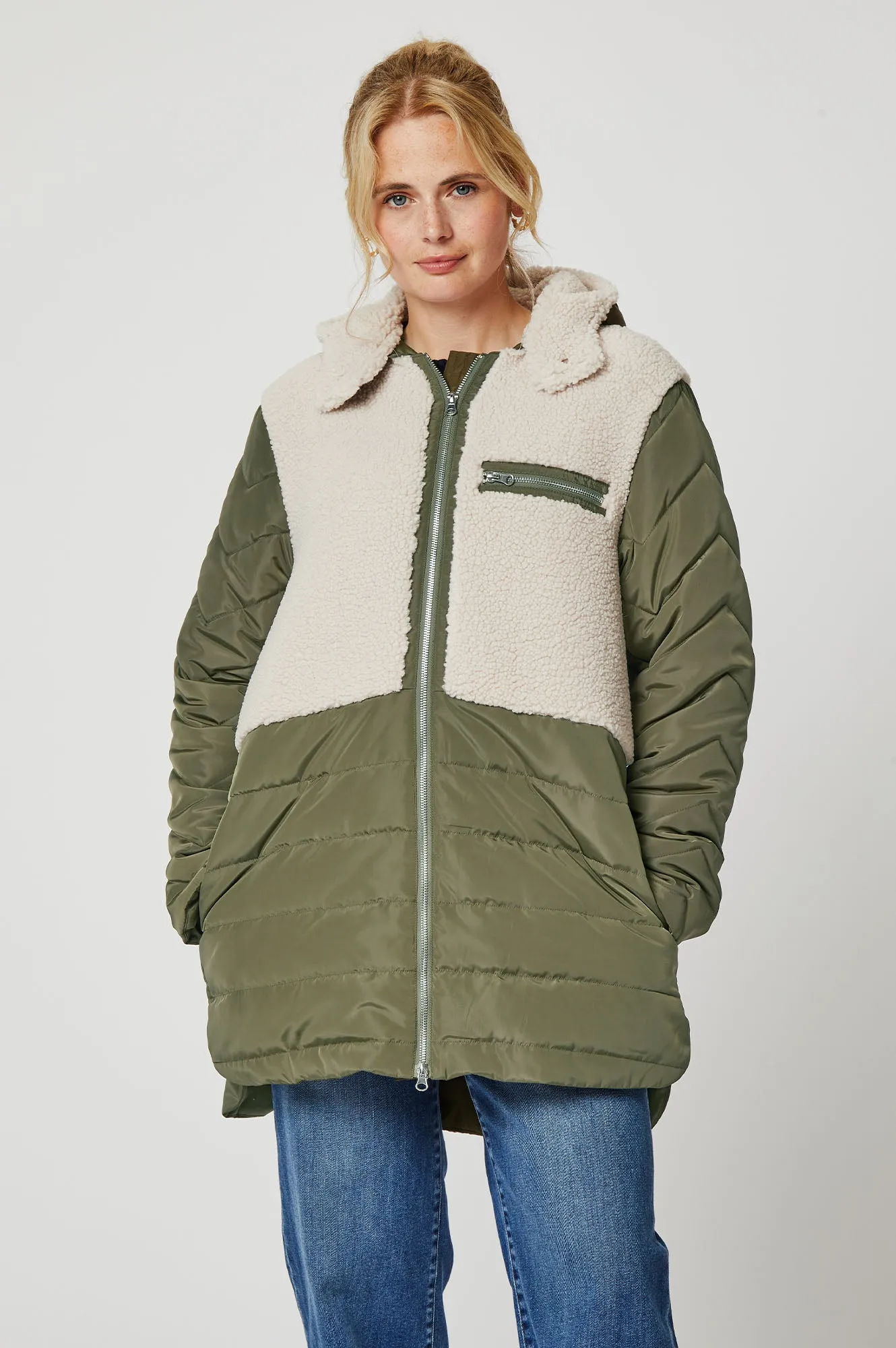 Petra Eco Coat | Khaki/Cream