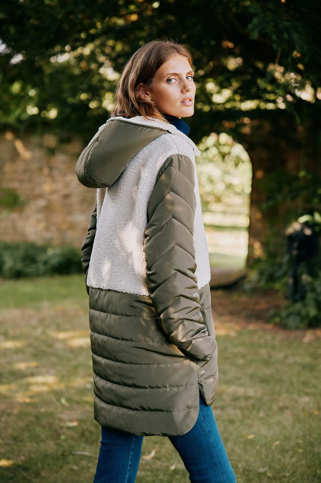 Petra Eco Coat | Khaki/Cream