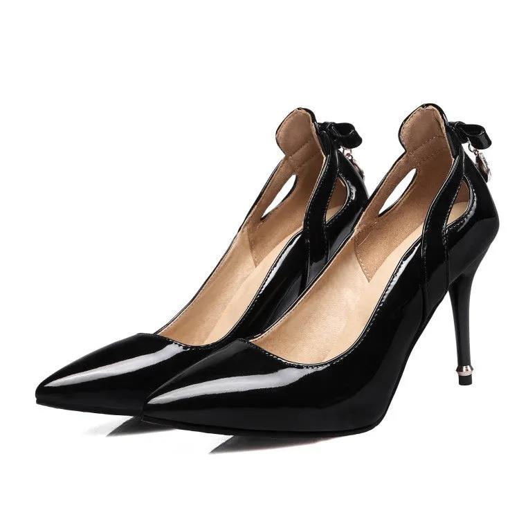 Pointed Toe Bow Pumps Women Stiletto High Heels Shoes 1720