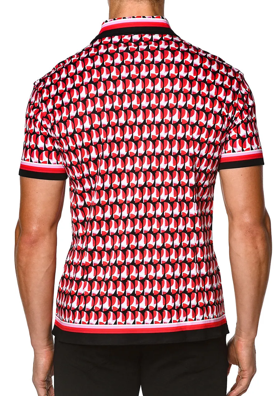 Premium Knit Jersey Border Shirt (Poppy Circle Slices)