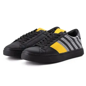 Pull & Bear Stripes Lace-up Trainers - BLK