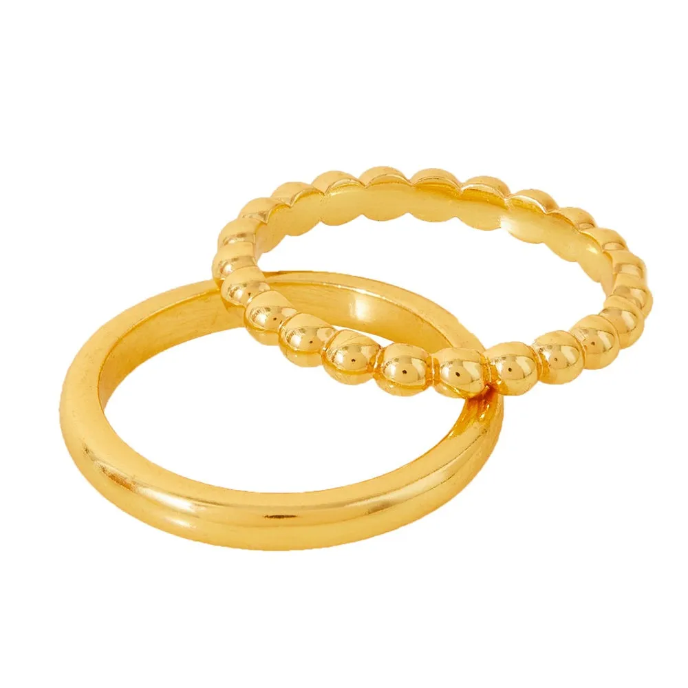 Real Gold Plated Gold Z 2 Bobble Ring Set-Medium