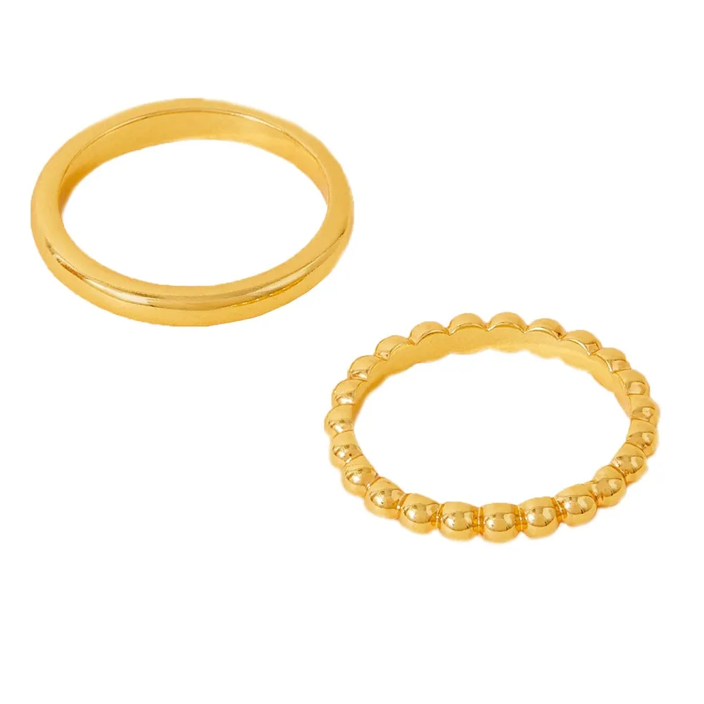 Real Gold Plated Gold Z 2 Bobble Ring Set-Medium